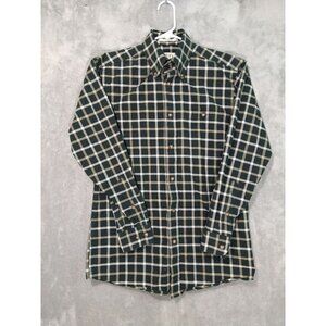 Orvis Shirt Mens Large Black White Plaid Long Sleeve Button Up Cotton Casual